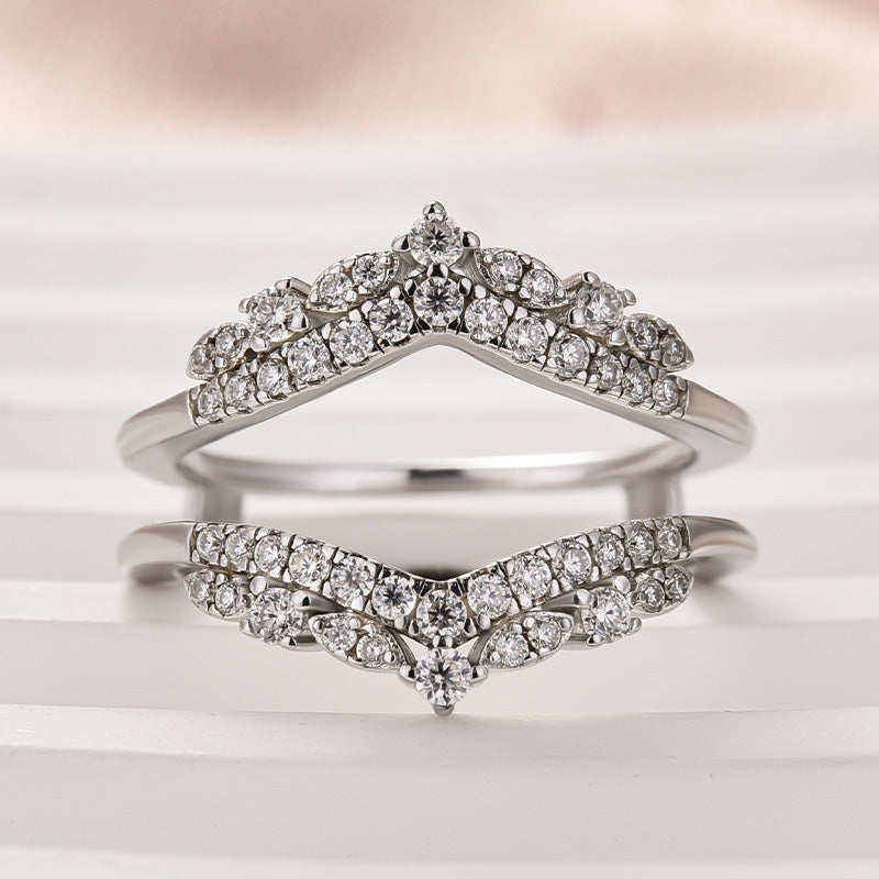 Rodiffy Moissanite Round Cut Jacket White Gold Stack Wedding Band
