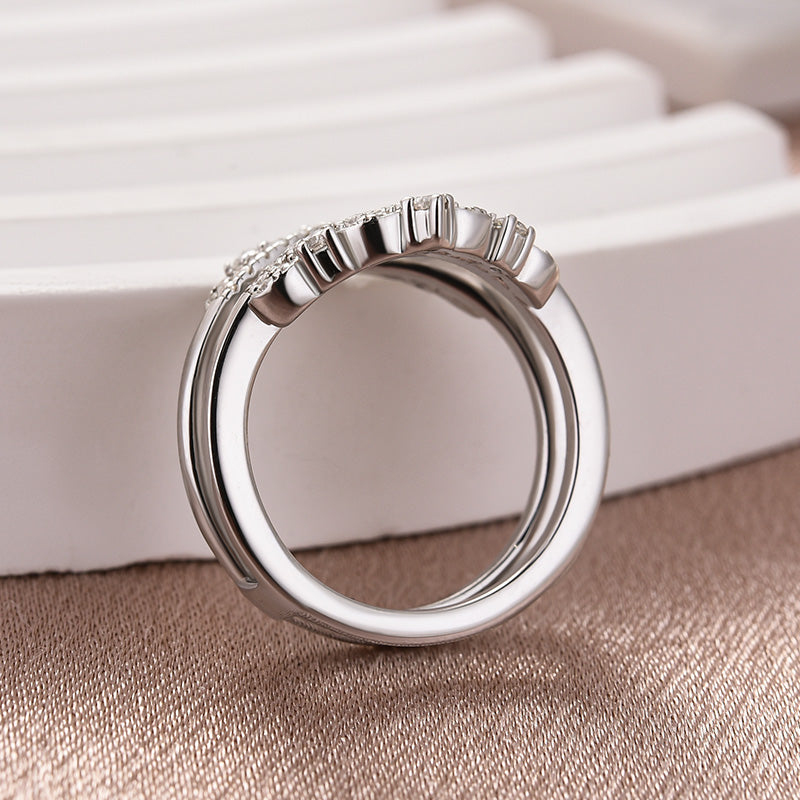 Rodiffy Moissanite Round Cut Jacket White Gold Stack Wedding Band