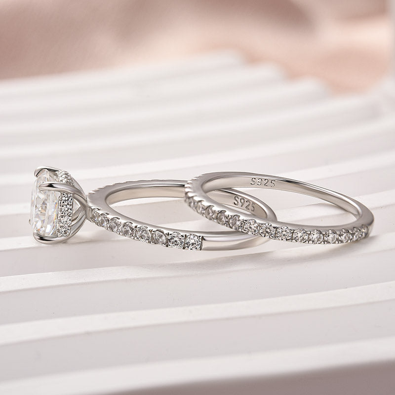 Rodiffy Moissanite 2.0Ct Square Cushion Cut White Gold Wedding Ring For Women