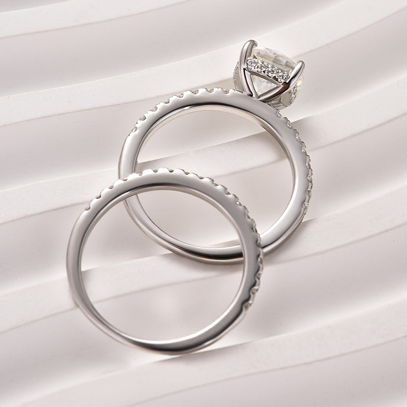 Rodiffy Moissanite 2.0Ct Square Cushion Cut White Gold Wedding Ring For Women