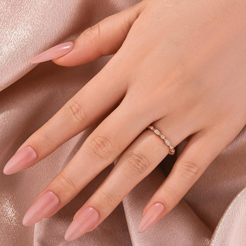 Moissanite 0.3Ct Rose Gold Pavé Eternity Wedding Ring