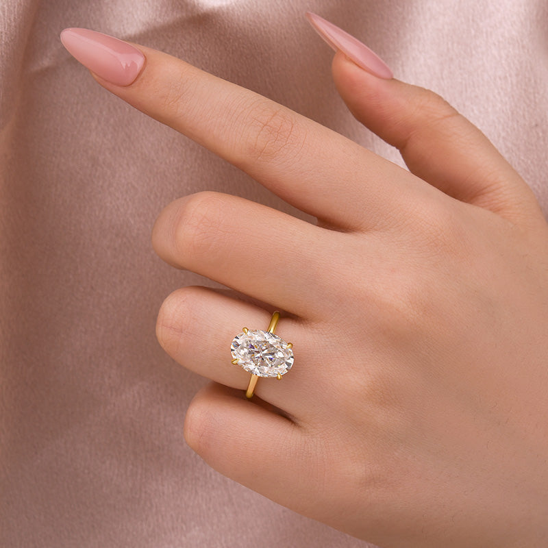 Rodiffy Moissanite 5.5 Ct Oval Cut Yellow Gold Promise Ring For Women