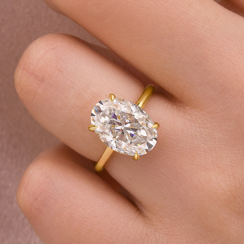 Rodiffy Moissanite 4.0 Ct Oval Cut Yellow Gold Promise Ring For Women