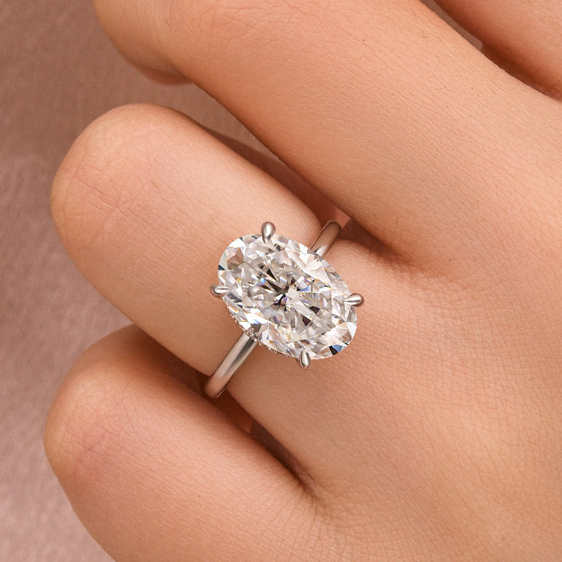 Rodiffy Moissanite 4.0Ct~5.5Ct Oval Cut Promise Ring For Women
