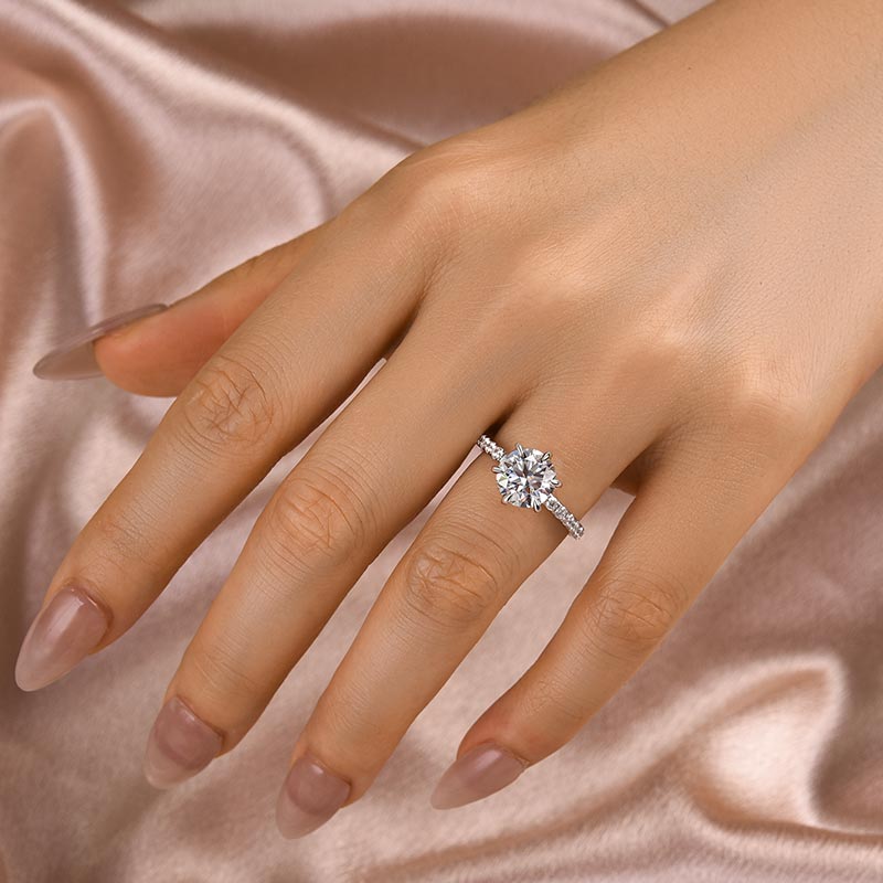Rodiffy Moissanite 2.0 Ct Hidden Halo Round Cut White Gold Engagement Ring