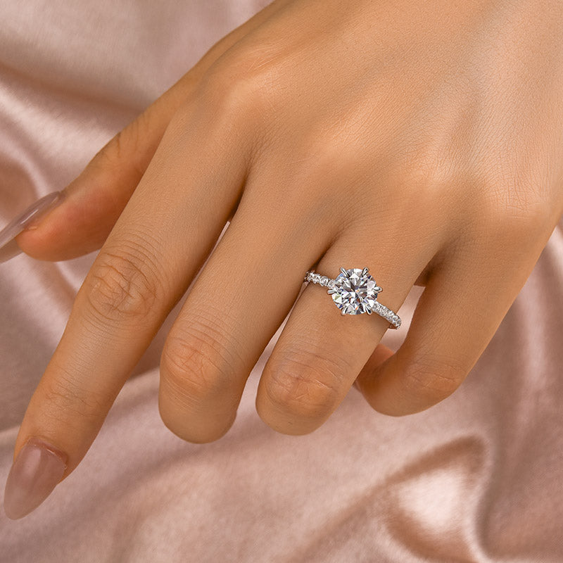 Rodiffy Moissanite 2.0 Ct Hidden Halo Round Cut White Gold Engagement Ring