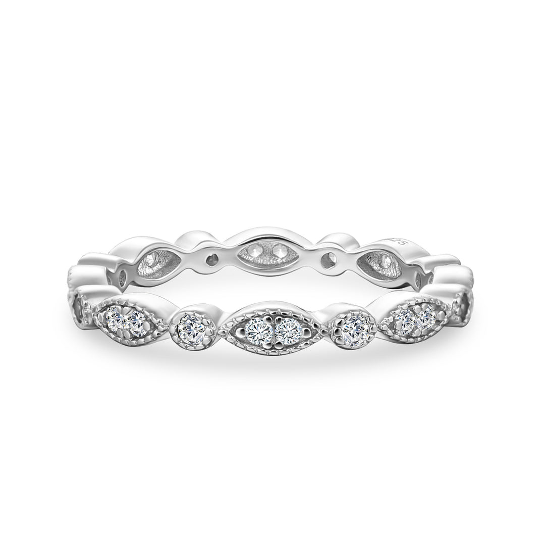 Moissanite 0.3Ct White Gold Pavé Eternity Wedding Ring
