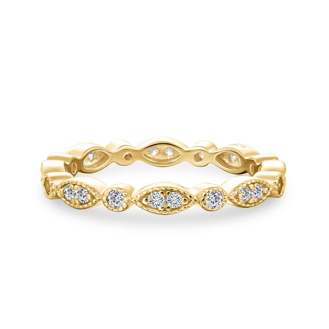 Moissanite 0.3Ct Yellow Gold Pavé Eternity Wedding Ring