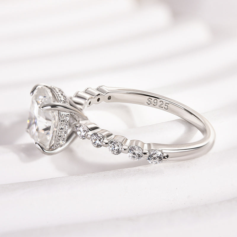 Rodiffy Moissanite 2.0 Ct White Gold Cushion Cut Bridal Ring