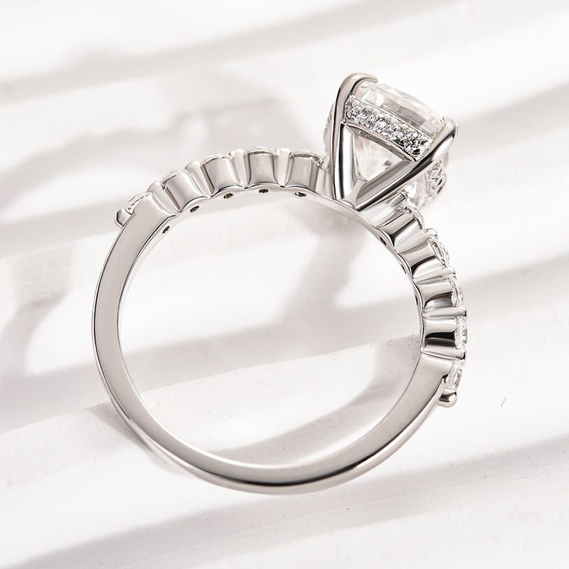 Rodiffy Moissanite 2.0 Ct White Gold Cushion Cut Bridal Ring