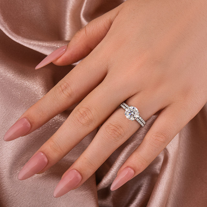 Rodiffy Moissanite 0.5 Ct Round Cut Half Halo White Gold Anniversary Ring