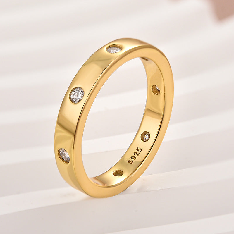 Rodiffy Moissanite Round Cut Yellow Gold Wide Wedding Band