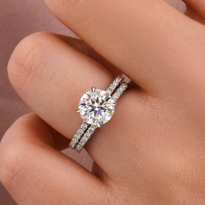 Moissanite 2.0Ct Round Cut White Gold Bridal Wedding Ring Set