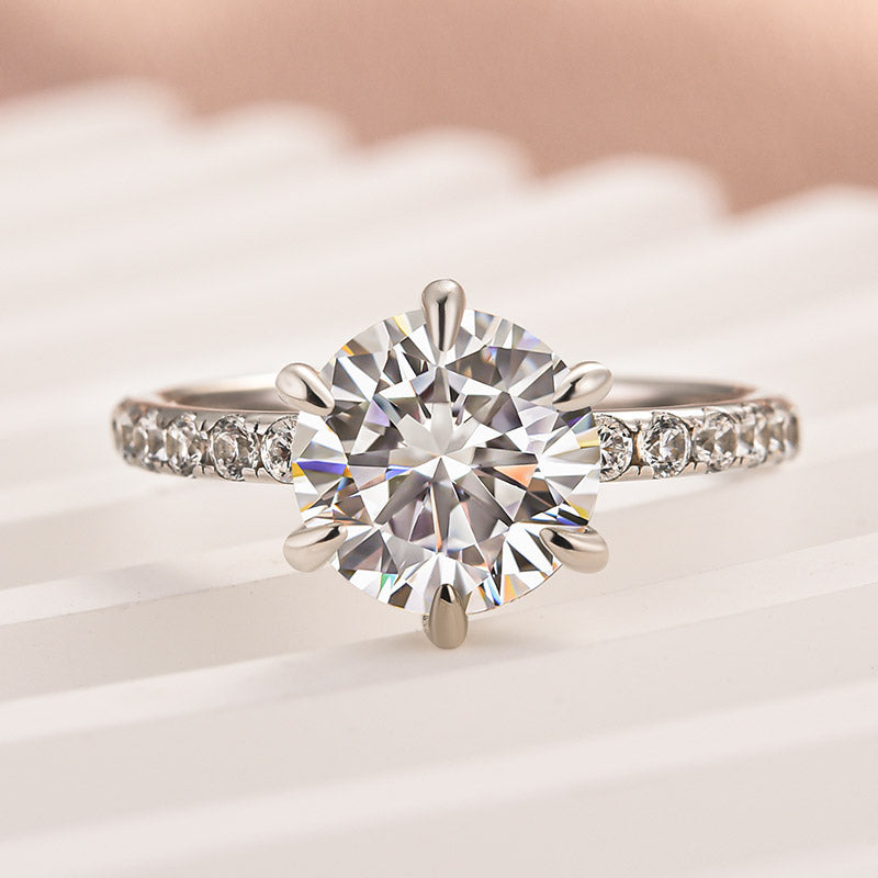 Rodiffy Moissanite 2.0 Ct Hidden Halo Round Cut White Gold Engagement Ring