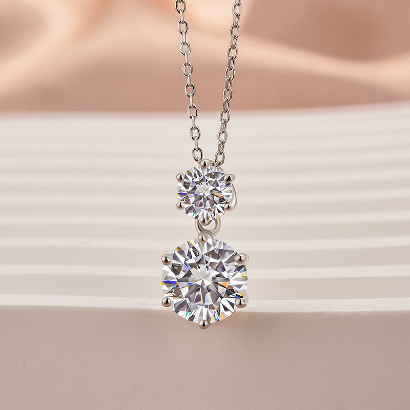 Rodiffy Moissanite 3.8 Ct Round Cut White Gold Pendant Necklace