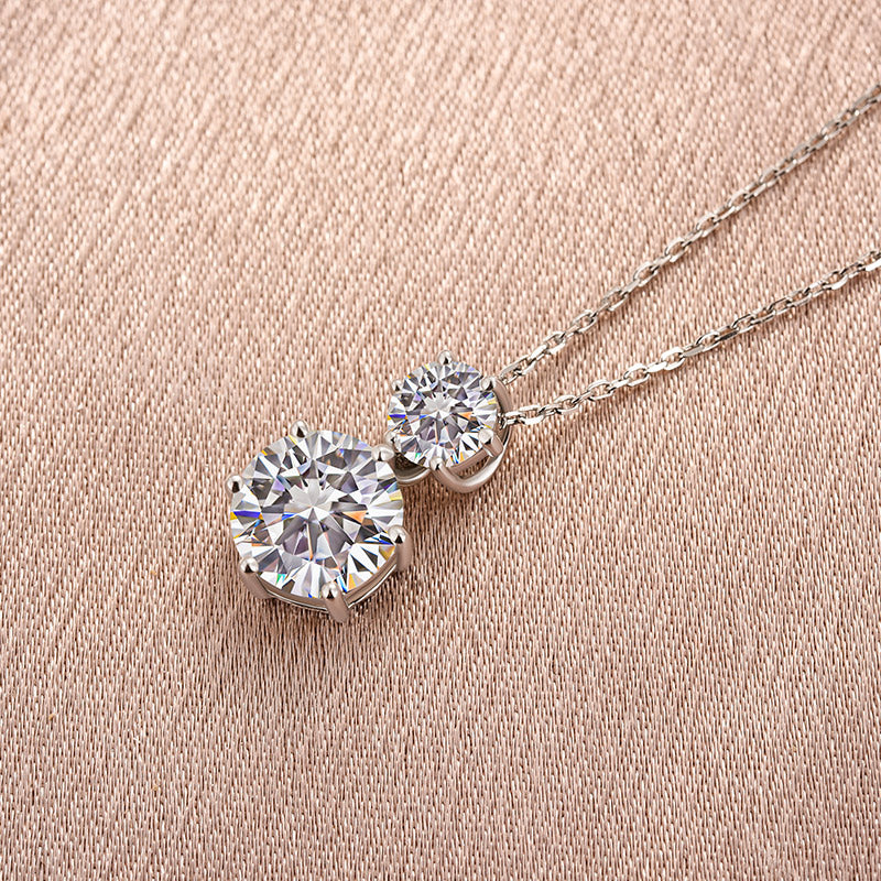 Rodiffy Moissanite 3.8 Ct Round Cut White Gold Pendant Necklace