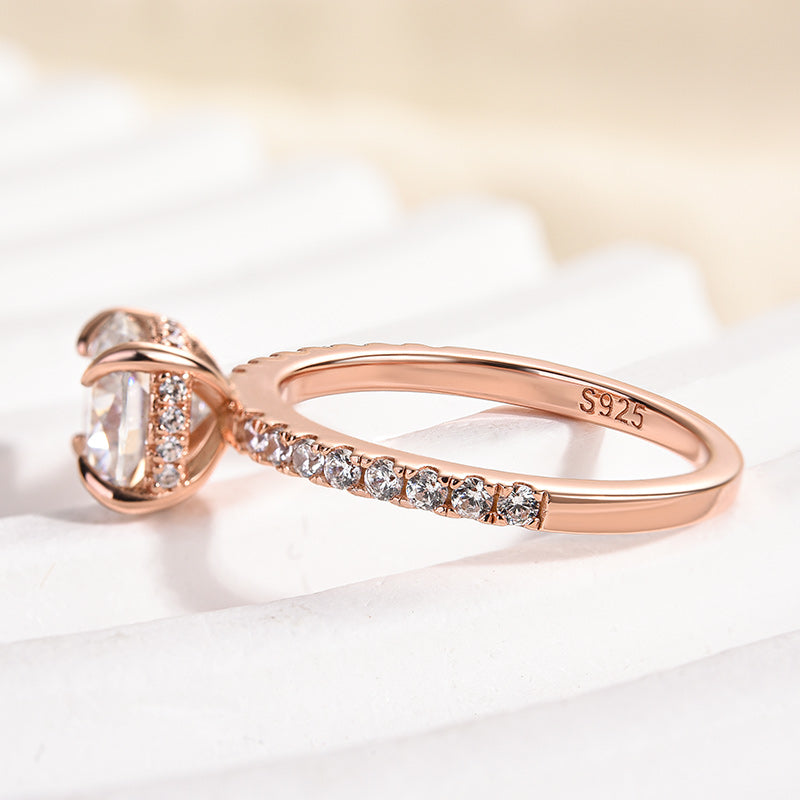 Rodiffy Moissanite 2.0 Ct Square Cushion Rose Gold Bridal Ring