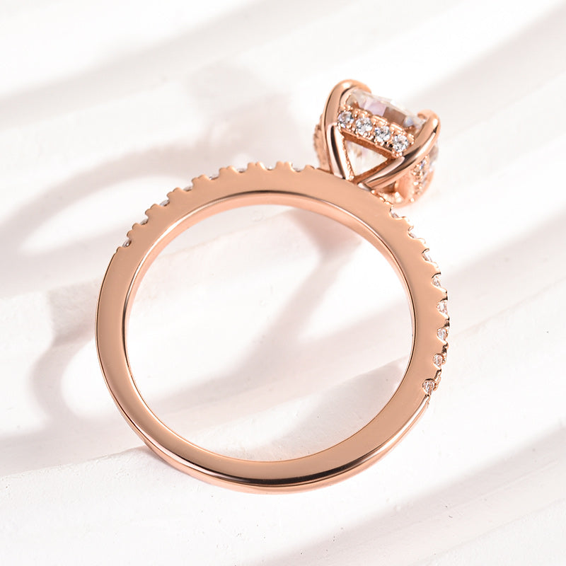 Rodiffy Moissanite 2.0 Ct Square Cushion Rose Gold Bridal Ring
