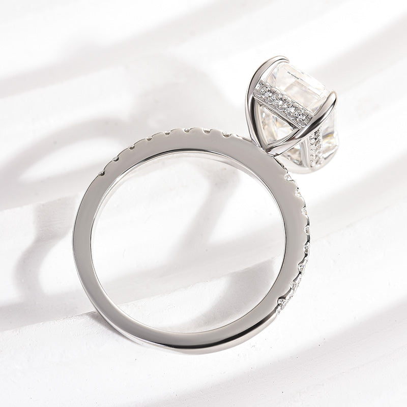 Rodiffy Moissanite 3.5 Ct Emerald Cut Engagement Ring For Women