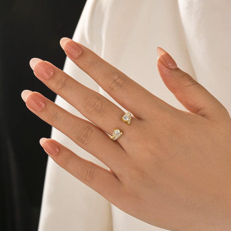 1.0Ct Pear Cut Yellow Gold Open Wedding Band In Sterling Silver