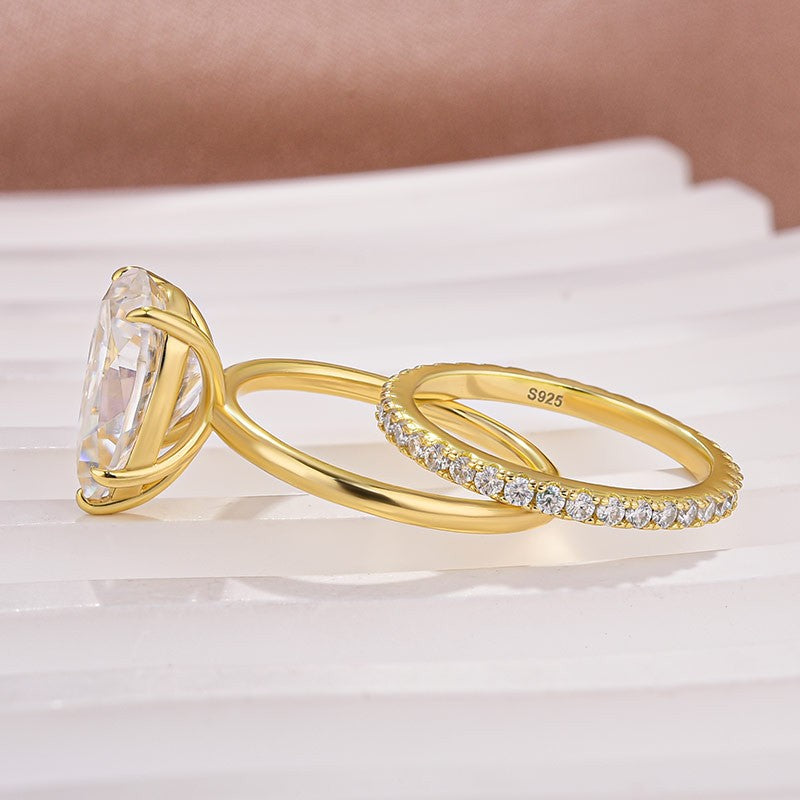Moissanite Solitaire 4.0Ct Pear Cut Yellow Gold Women's Wedding Ring Set