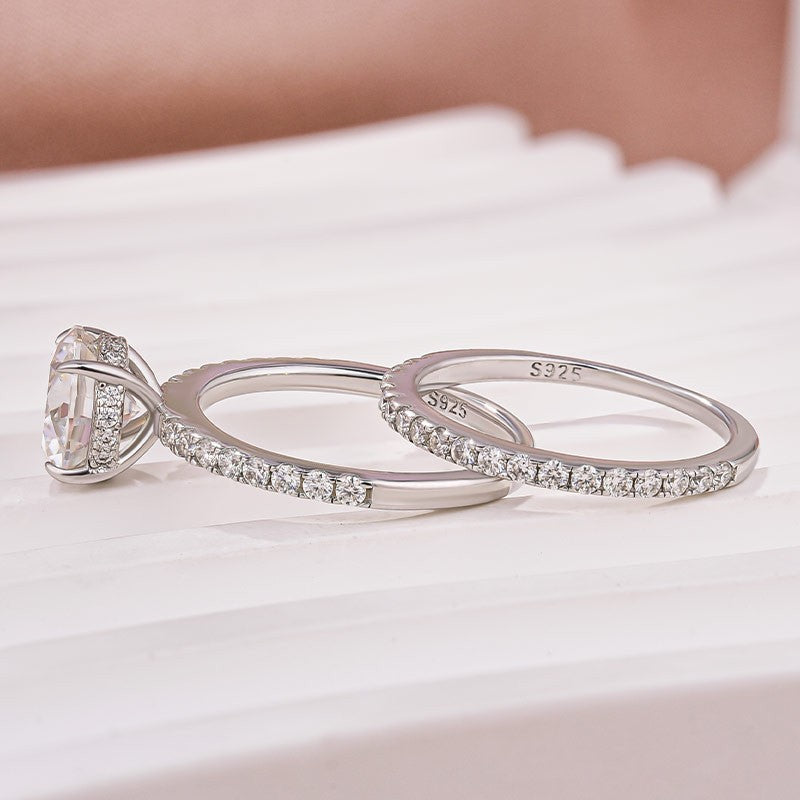 Moissanite 2.0Ct Round Cut White Gold Bridal Wedding Ring Set