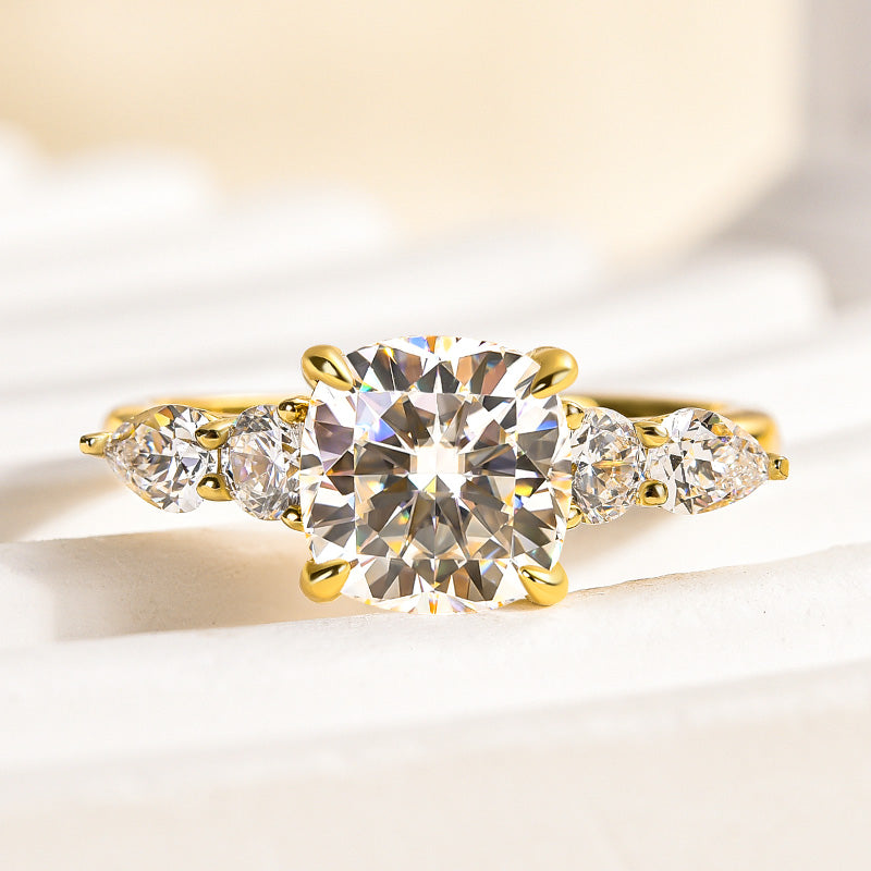 Rodiffy Moissanite 2.0 Ct Cushion Yellow Gold Bridal Ring