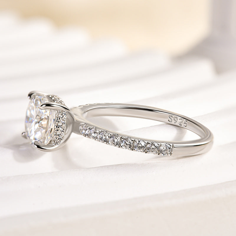 Rodiffy Moissanite 2.0Ct -2.5Ct Square Cushion Promise Bridal Ring