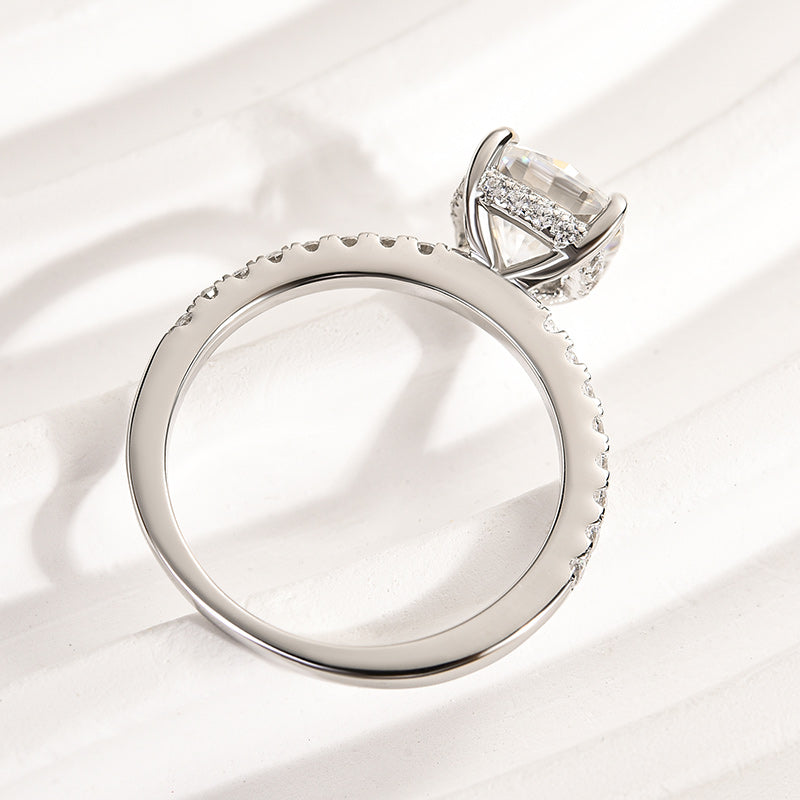 Rodiffy Moissanite 2.0Ct -2.5Ct Square Cushion Promise Bridal Ring
