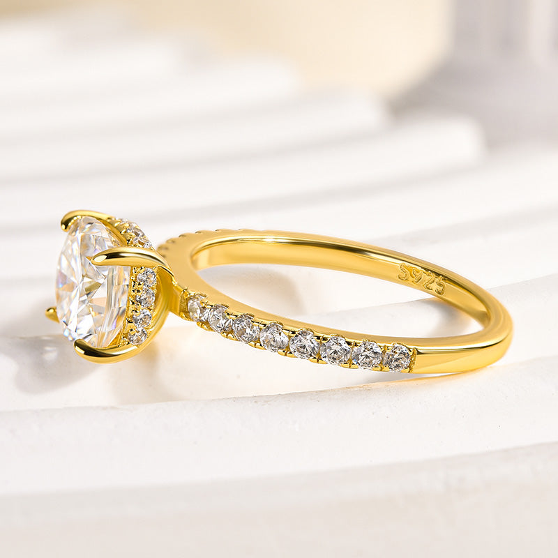 Rodiffy Moissanite 2.0 Ct Square Cushion Yellow Gold Promise Ring
