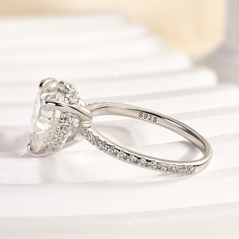 Rodiffy Moissanite 4.0 Ct Heart Cut White Gold Promise Ring
