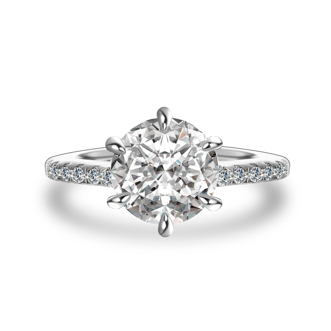 Rodiffy Moissanite 2.0 Ct Hidden Halo Round Cut White Gold Engagement Ring