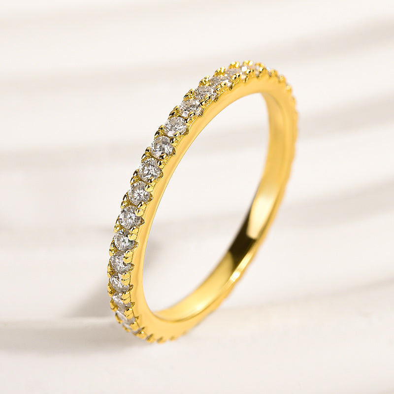 Rodiffy Moissanite 0.5 Ct Yellow Gold Full Eternity Thin Wedding Band For Women