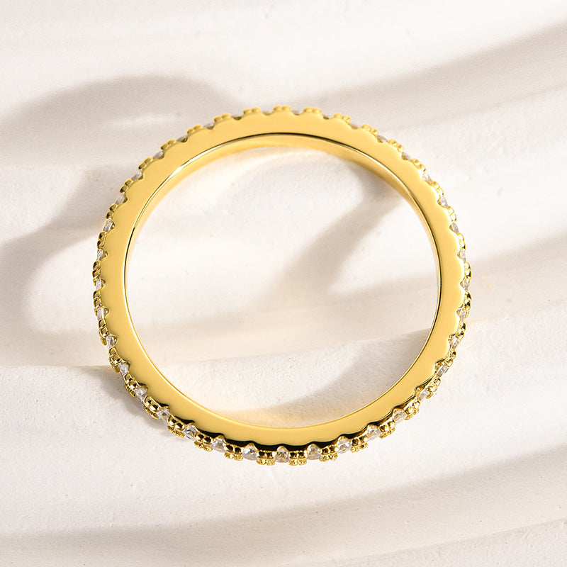Rodiffy Moissanite 0.5 Ct Yellow Gold Full Eternity Thin Wedding Band For Women