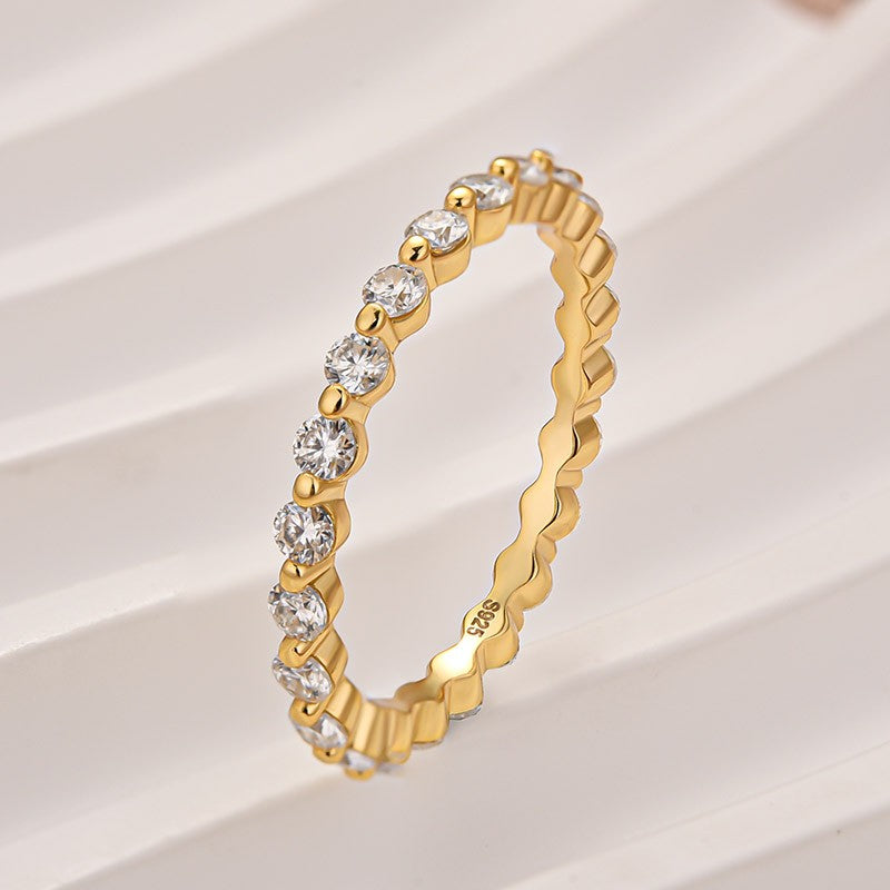 Rodiffy Moissanite 1.2 Ct Round Cut Yellow Gold Anniversary Ring
