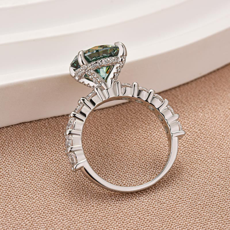 Moissanite 4.0Ct Green Round Cut White Gold Engagement Ring