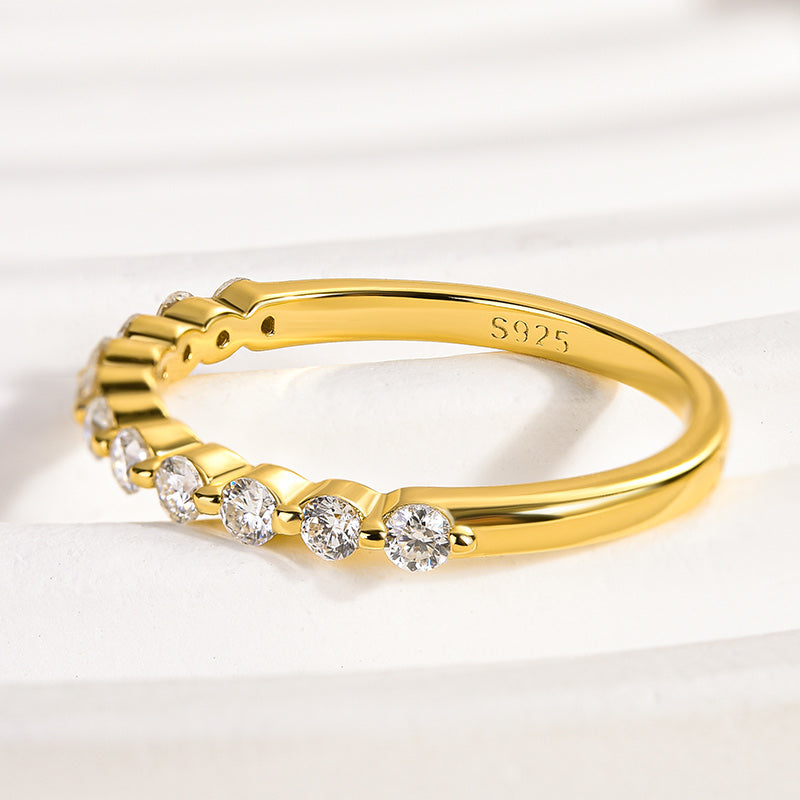 Rodiffy Moissanite 0.4 Ct Yellow Gold Half Eternity Thin Women's Wedding Band