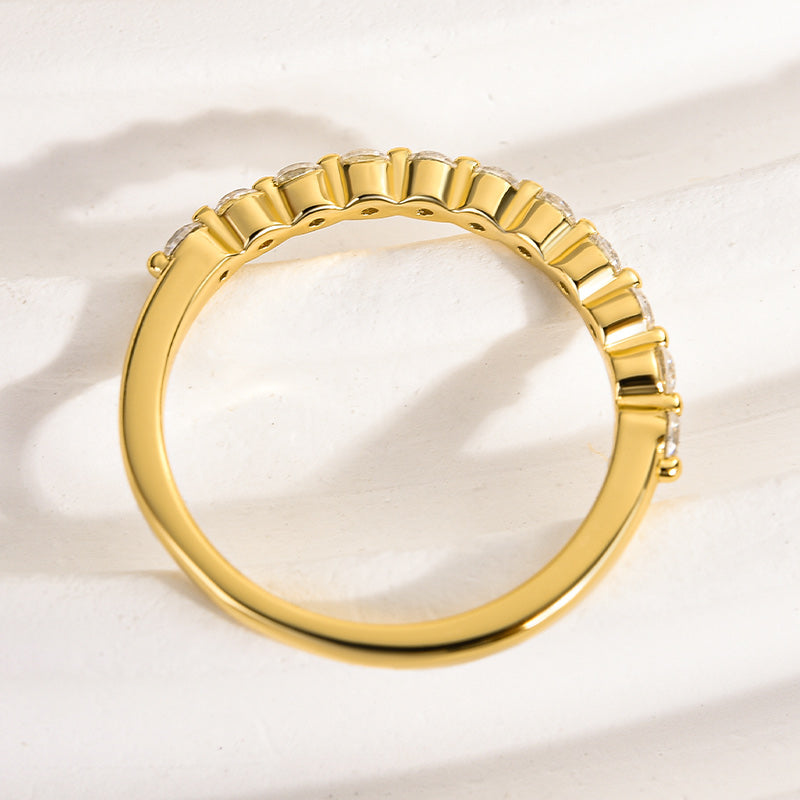 Rodiffy Moissanite 0.4 Ct Yellow Gold Half Eternity Thin Women's Wedding Band