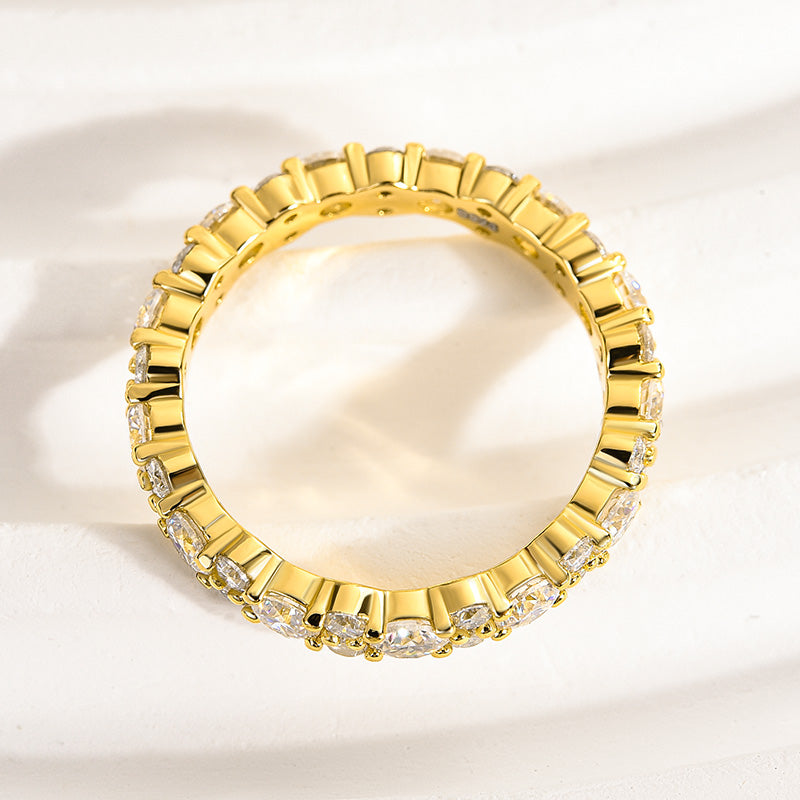 Rodiffy Moissanite 2.5 Ct Yellow Gold Round Cut Full Wedding Band for Women