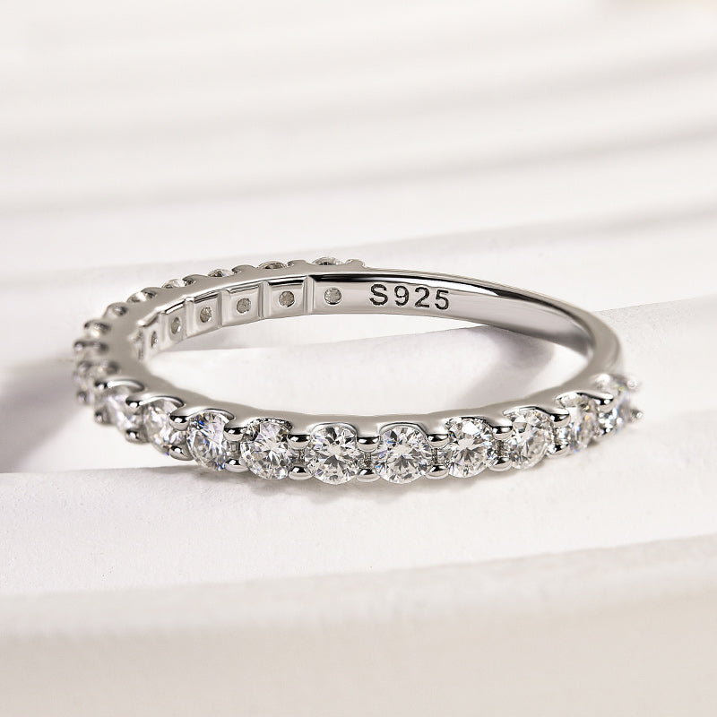 Rodiffy Moissanite 0.6 Ct White Gold Round Cut Eternity Wedding Band