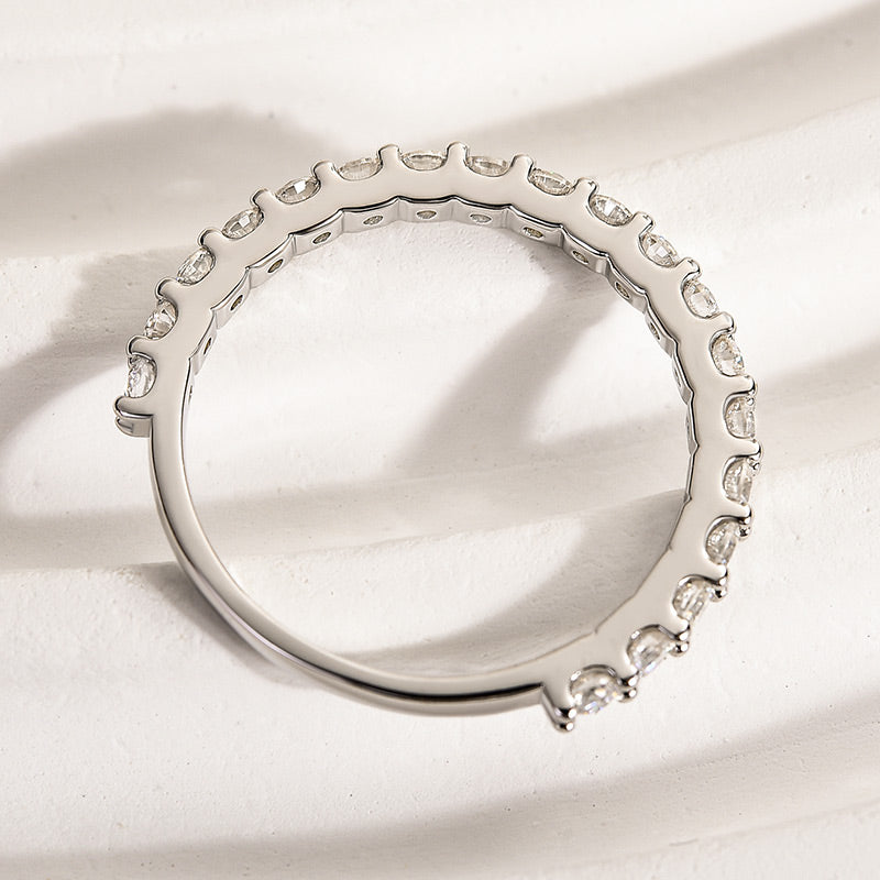 Rodiffy Moissanite 0.6 Ct White Gold Round Cut Eternity Wedding Band