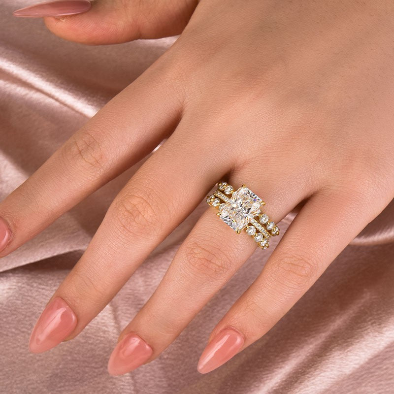 Moissanite 4.5 Ct Radiant Cut Yellow Gold Wedding Ring