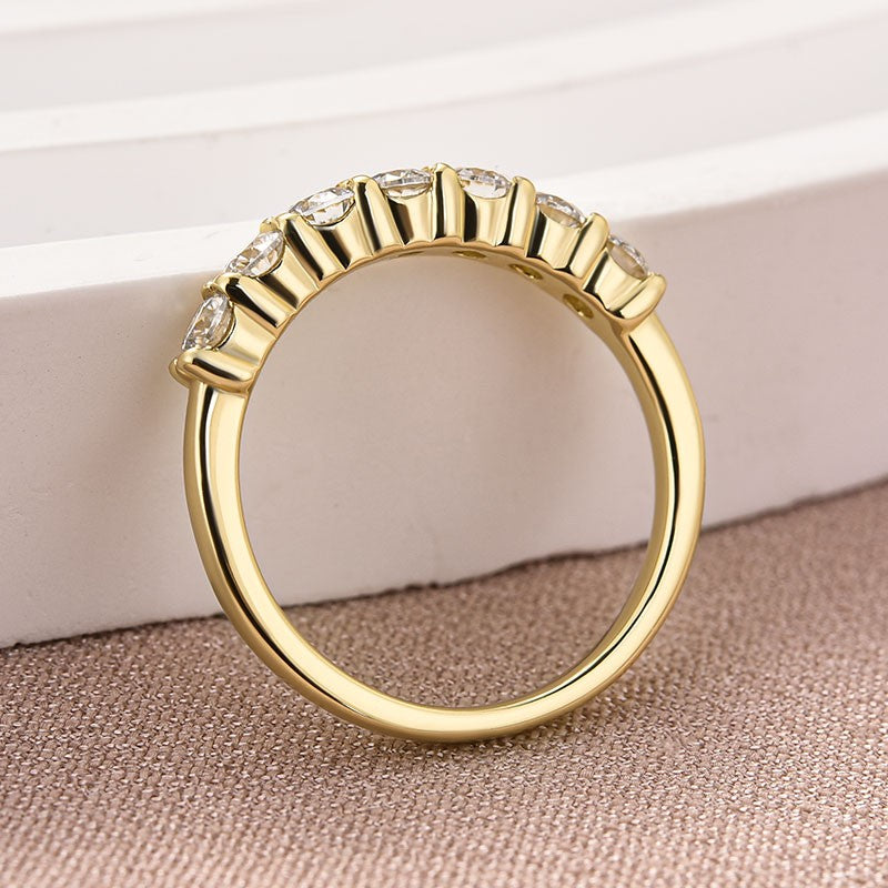 Moissanite 0.7Ct Round Cut Yellow Gold Women's Wedding Band