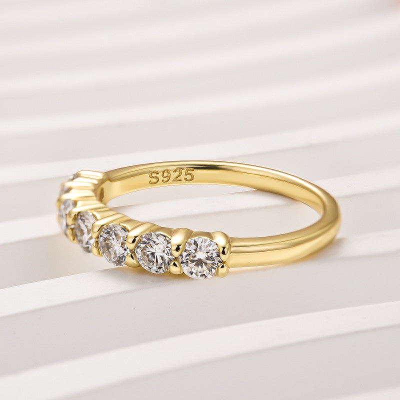 Moissanite 0.7Ct Round Cut Yellow Gold Women's Wedding Band