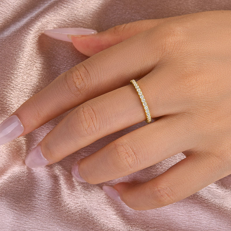 Rodiffy Moissanite 0.5 Ct Yellow Gold Full Eternity Thin Wedding Band For Women