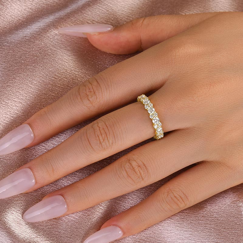 Rodiffy Moissanite 2.5 Ct Yellow Gold Round Cut Full Wedding Band for Women
