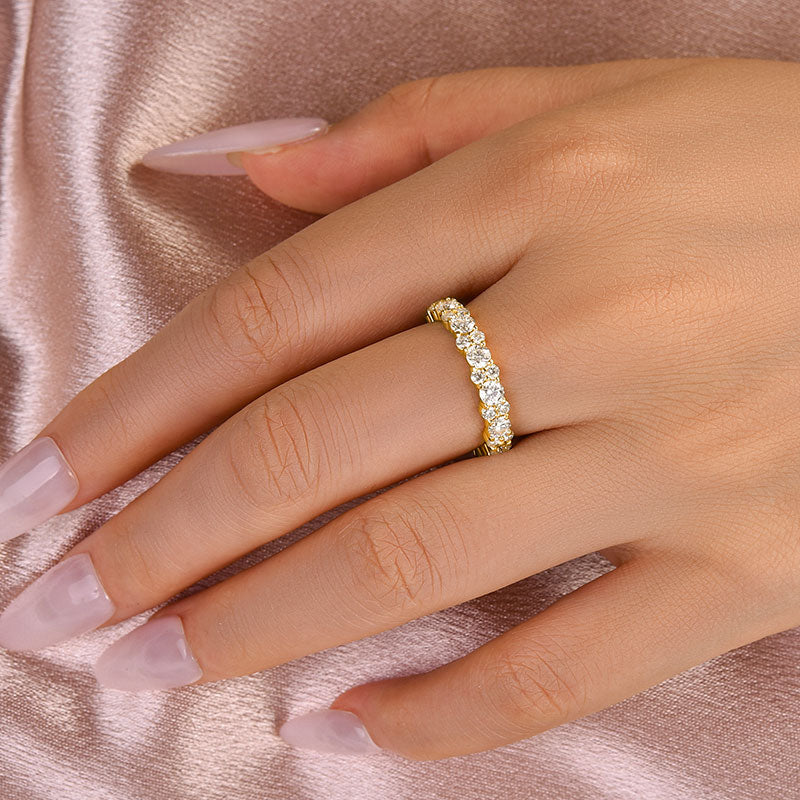 Rodiffy Moissanite 2.5 Ct Yellow Gold Round Cut Full Wedding Band for Women