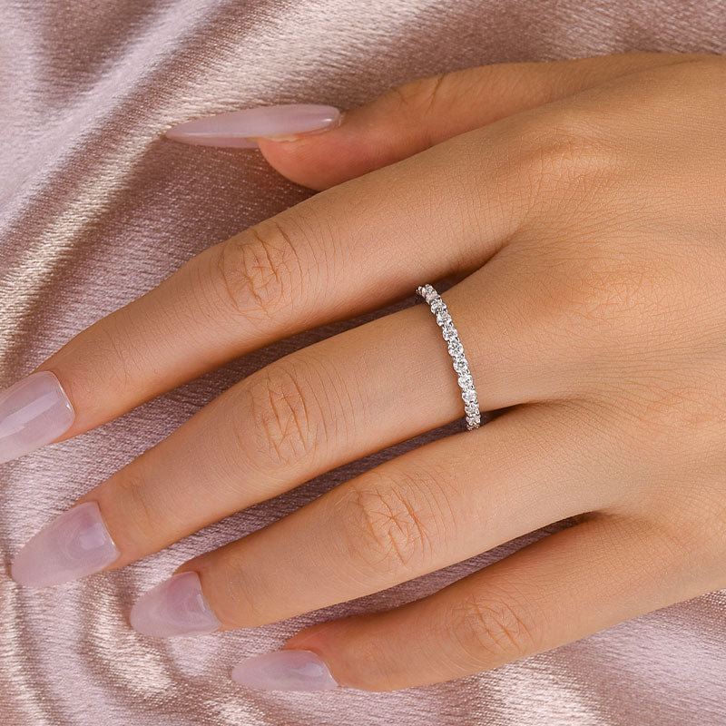 Rodiffy Moissanite 0.6 Ct White Gold Round Cut Eternity Wedding Band
