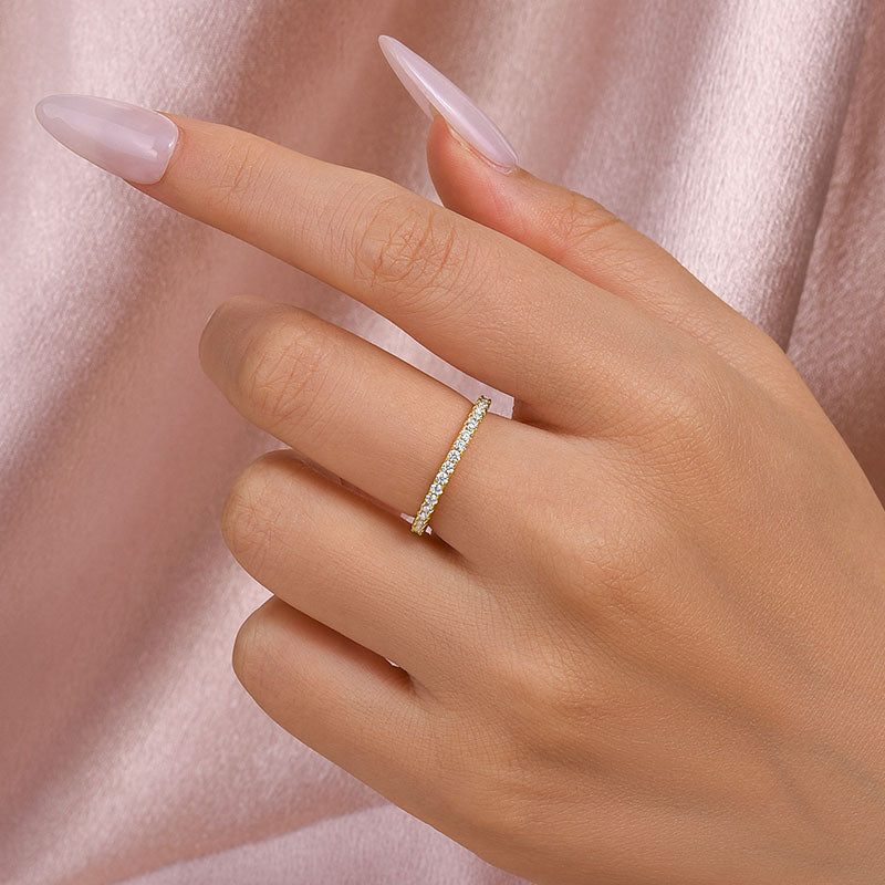 Rodiffy Moissanite 0.5 Ct Yellow Gold Full Eternity Thin Wedding Band For Women