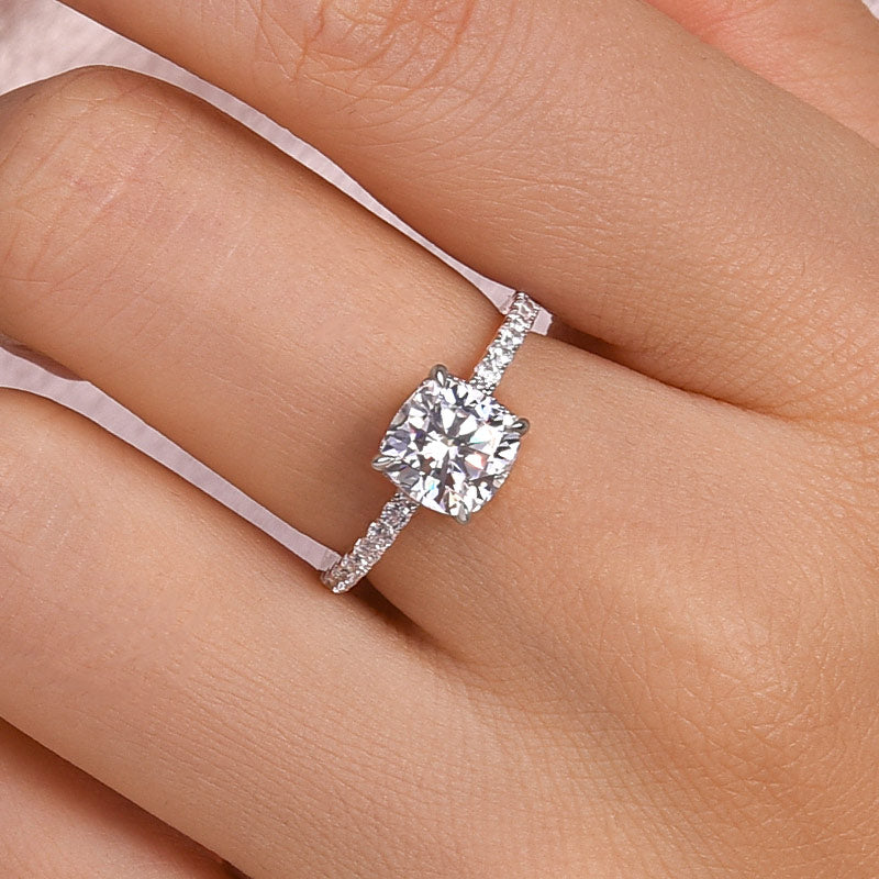 Rodiffy Moissanite 2.0Ct -2.5Ct Square Cushion Promise Bridal Ring